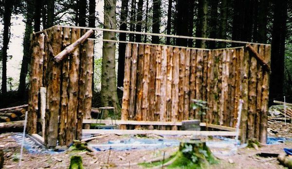 Workshop wall construction. The top beams were later reinforced with 